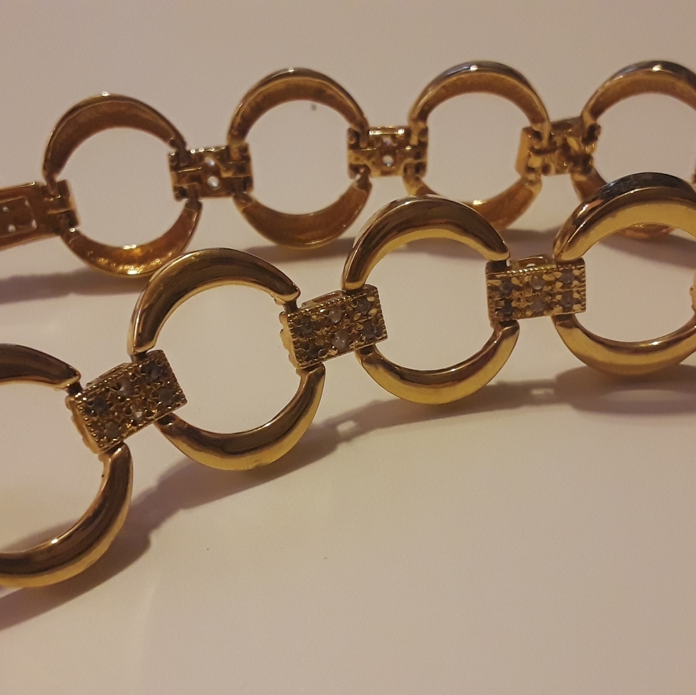 vermeil Gold 925 Silver circle Bracelet Sterling
